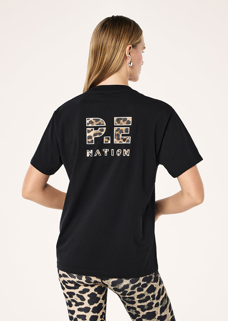 Heads Up 2.0 Tee in Black & Leopard by P.E Nation, Women's Athleisure Tees