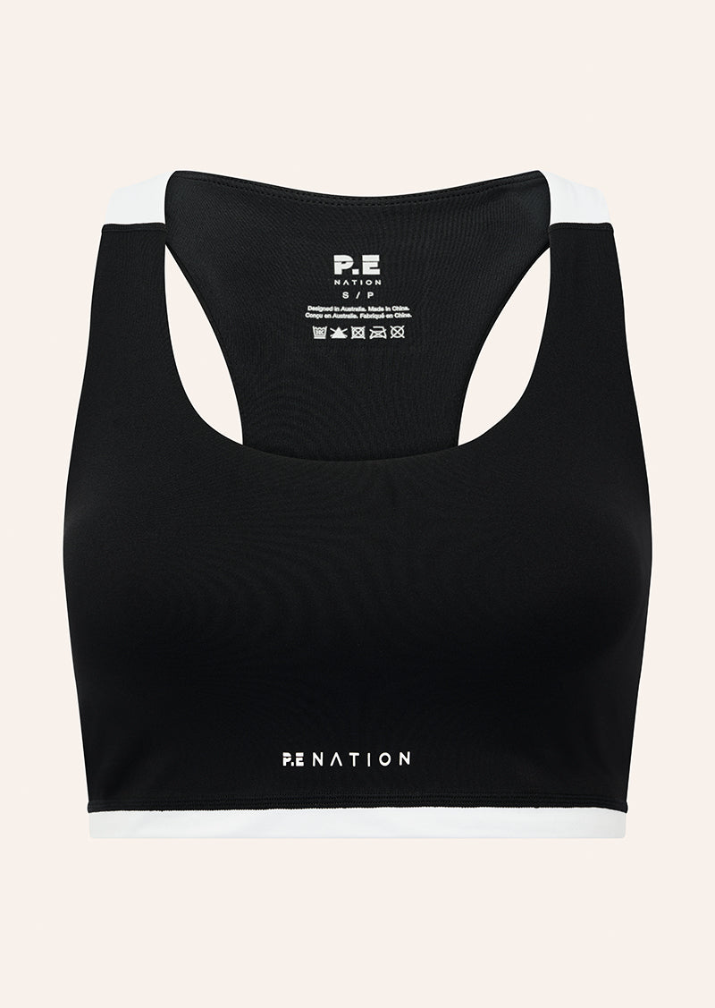 Highgate Sports Bra in Black & White by P.E Nation, Women's Athleisure Sports Bra
