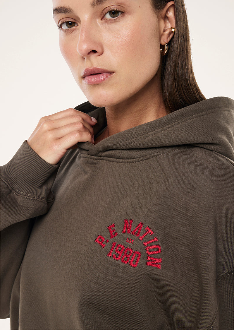 INBOUND HOODIE IN MAJOR BROWN BY P.E NATION, WOMEN'S ATHLEISURE HOODIES