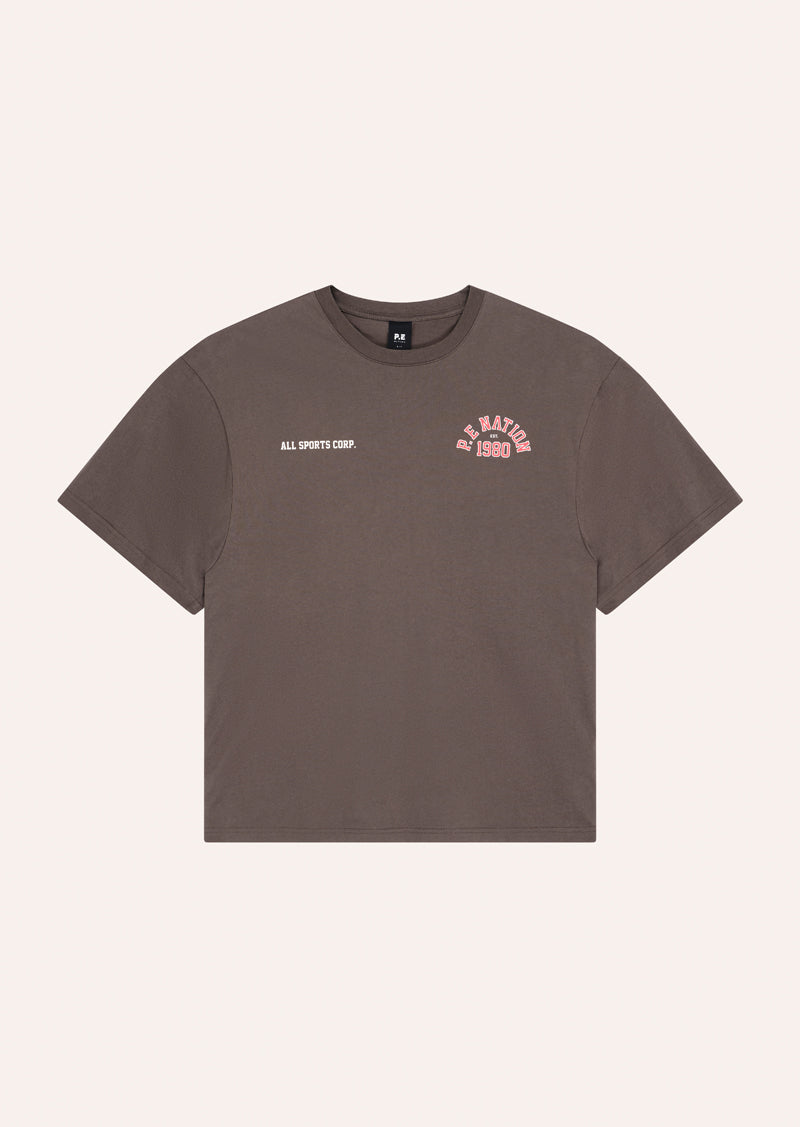 INBOUND TEE IN MAJOR BROWN BY P.E NATION, WOMEN'S ATHLEISURE TEES