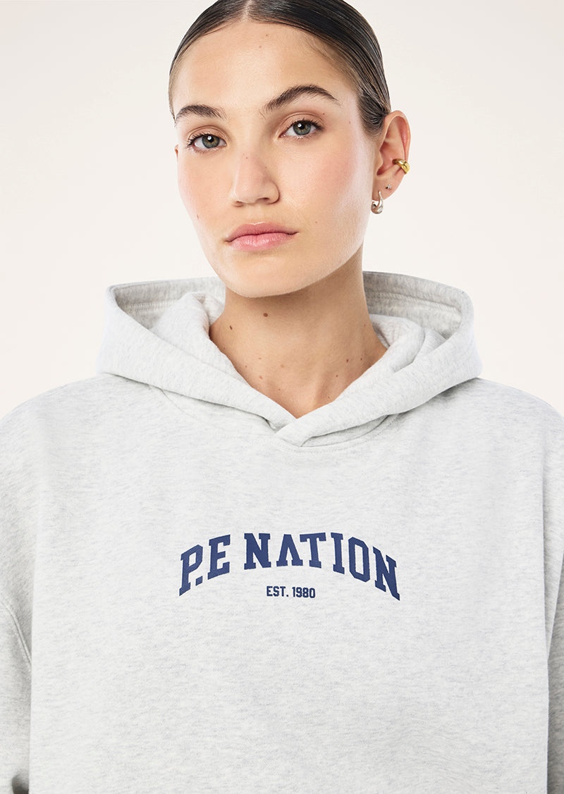 LEGACY 2.0 OVERSIZED HOODIE IN GREY MARLE & DARK NAVY