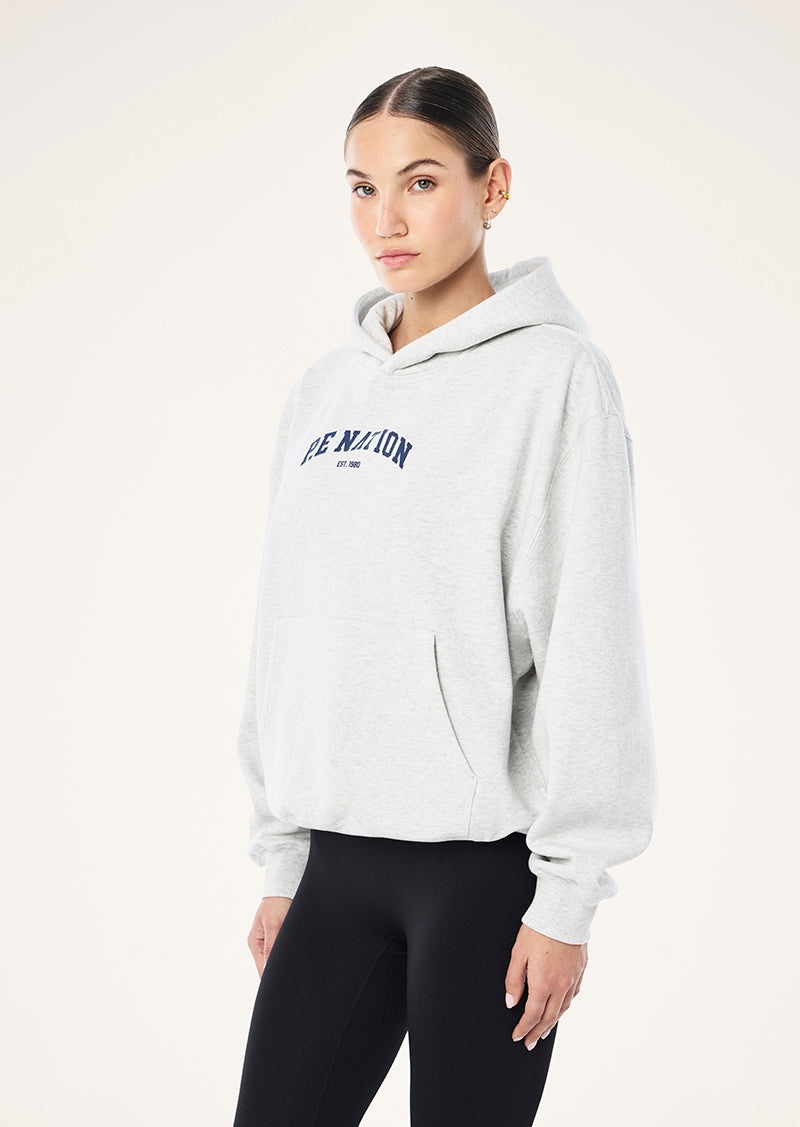 LEGACY 2.0 OVERSIZED HOODIE IN GREY MARLE & DARK NAVY
