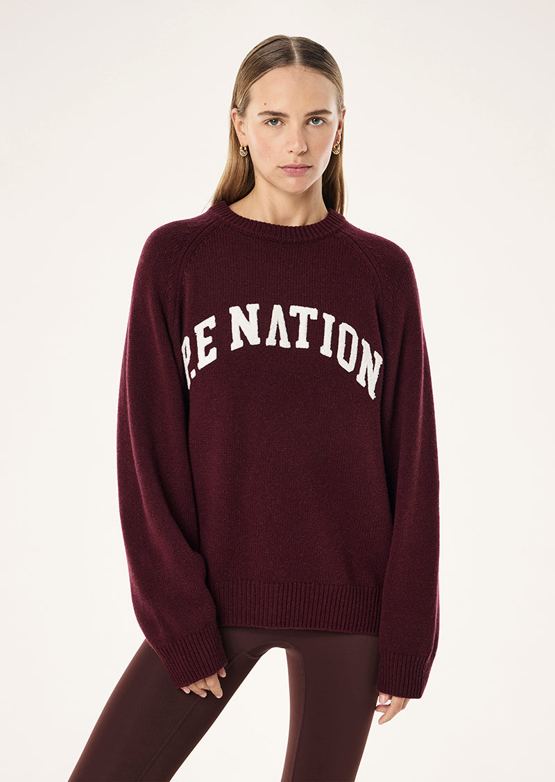 Legacy Knit Crew in Mahogany & Whisper White