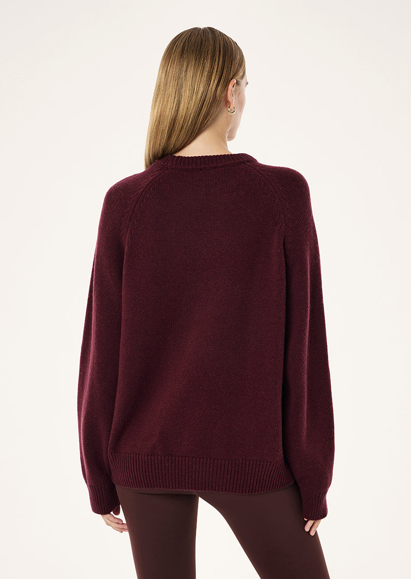 Legacy Knit Crew in Mahogany & Whisper White, Women's Athleisure Knit Jumper