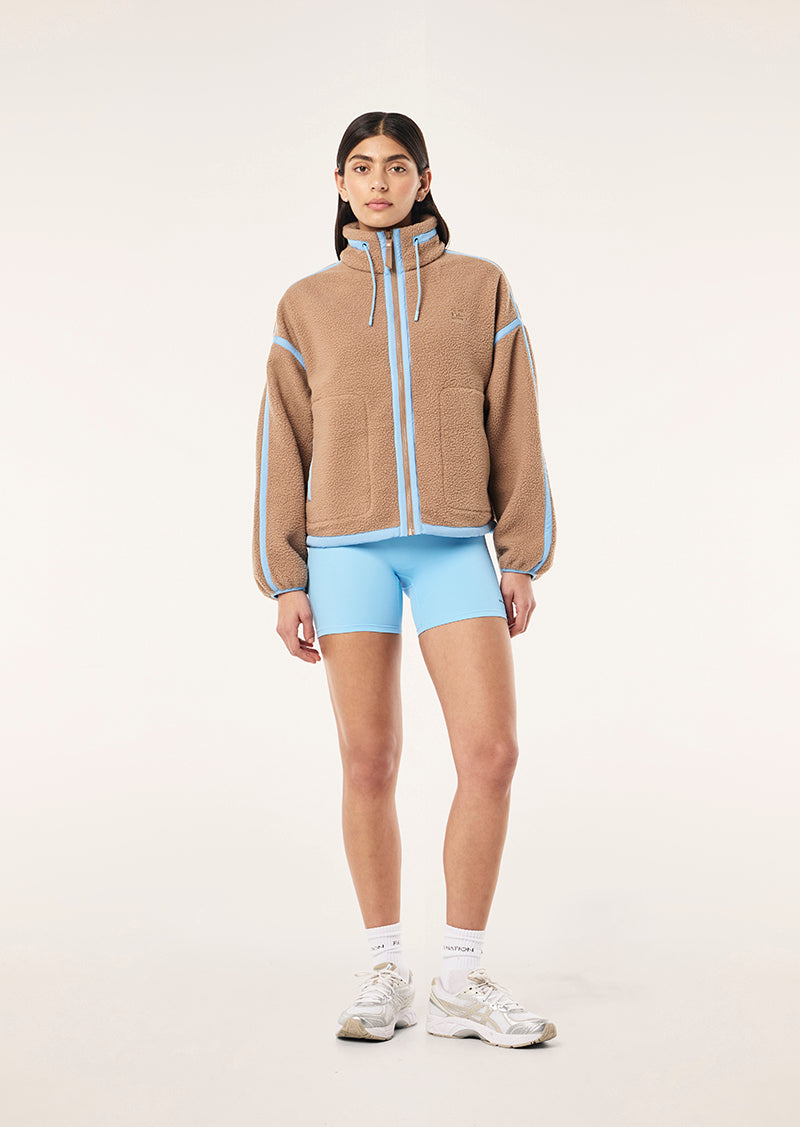 LENNON SHERPA JACKET IN CARAMEL BY P.E NATION, WOMEN'S SHERPA JACKETS