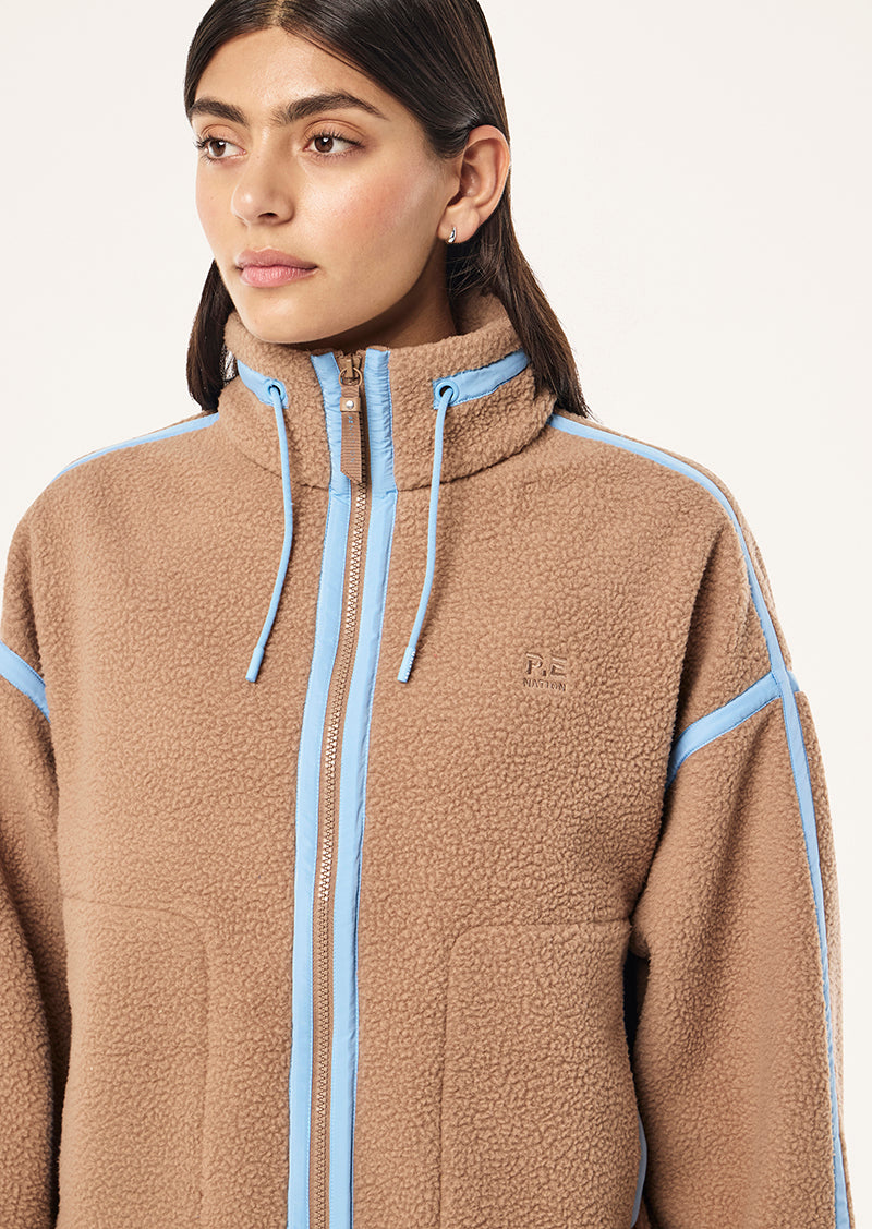 LENNON SHERPA JACKET IN CARAMEL BY P.E NATION, WOMEN'S SHERPA JACKETS