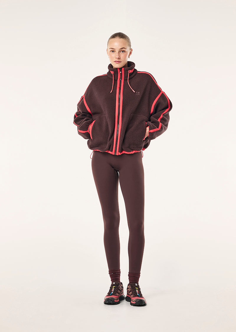 LENNON SHERPA JACKET IN DARK PLUM & STRAWBERRY BY P.E NATION, WOMEN'S ATHLEISURE SHERPA JACKETS