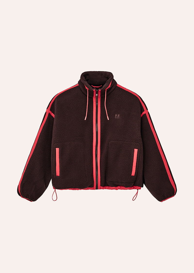 LENNON SHERPA JACKET IN DARK PLUM & STRAWBERRY BY P.E NATION, WOMEN'S ATHLEISURE SHERPA JACKETS
