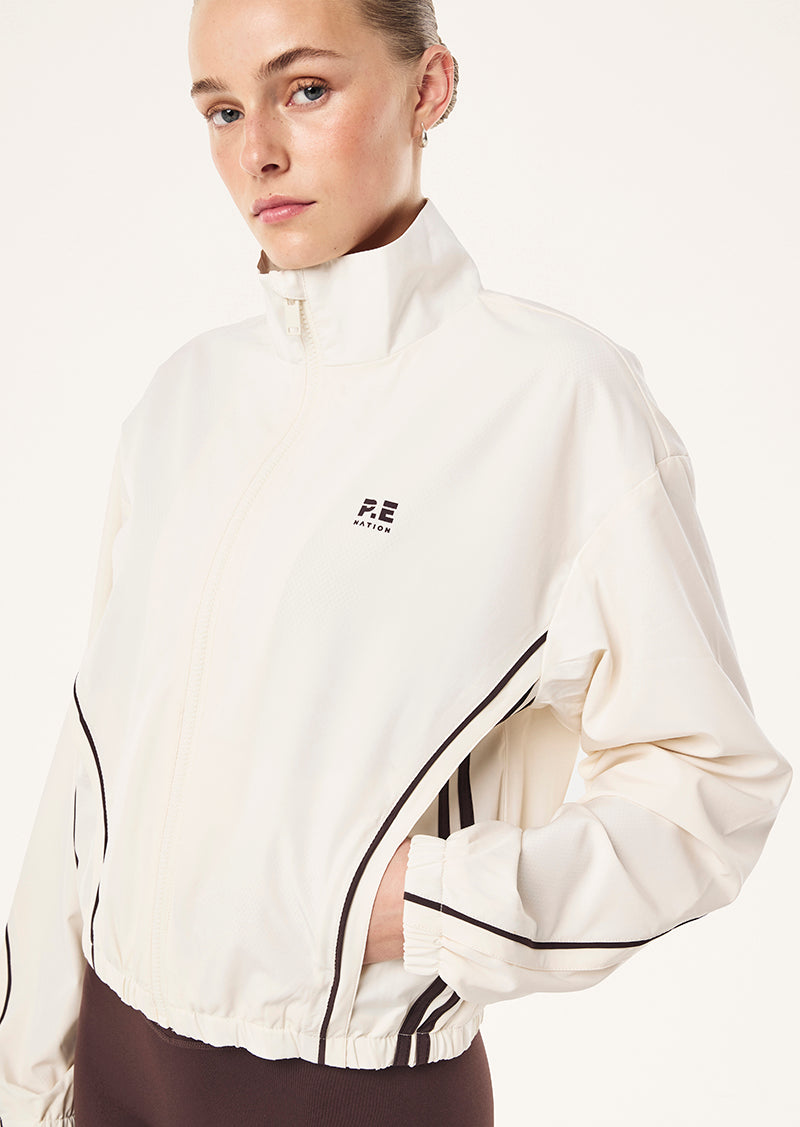 LINEAR JACKET IN WHISPER WHITE BY P.E NATION, WOMEN'S RUNNING JACKETS