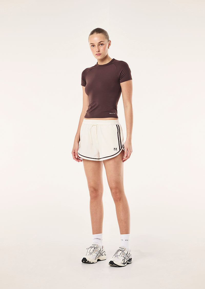 LINEAR RUNNING SHORT IN WHISPER WHITE BY P.E NATION