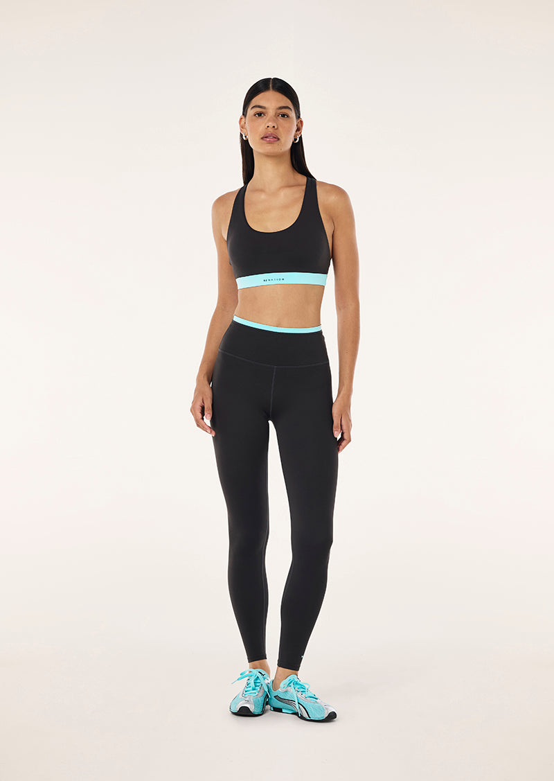LUMIFY SPORTS BRA IN SMOKESTONE BY P.E NATION, WOMEN'S ATHLEISURE SPORTS BRA