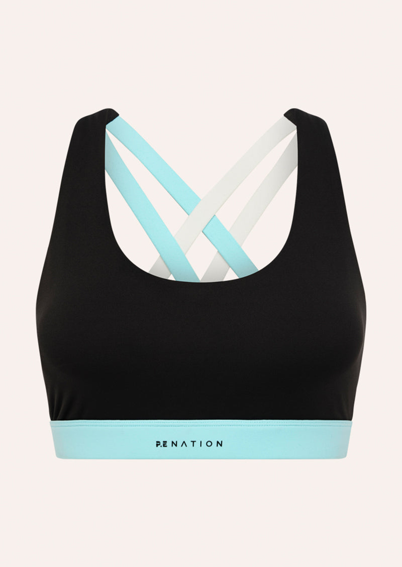 LUMIFY SPORTS BRA IN SMOKESTONE BY P.E NATION, WOMEN'S ATHLEISURE SPORTS BRA