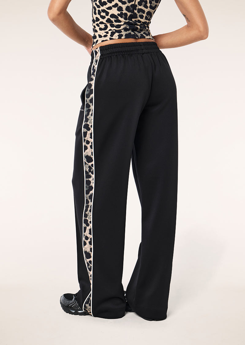 Man Down Trackpant in Black & Leopard by P.E Nation, Women's Athleisure Trackpants