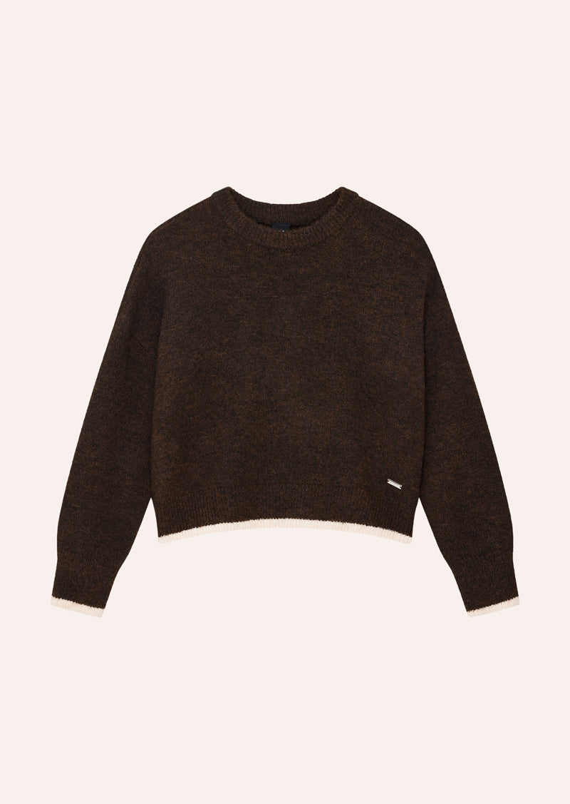 MARQUEE KNIT IN ESPRESSO BY P.E NATION, WOMENS KNITWEAR SWEAT BROWN