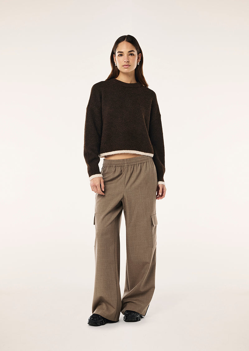 MARQUEE KNIT IN ESPRESSO BY P.E NATION, WOMENS KNITWEAR SWEAT BROWN
