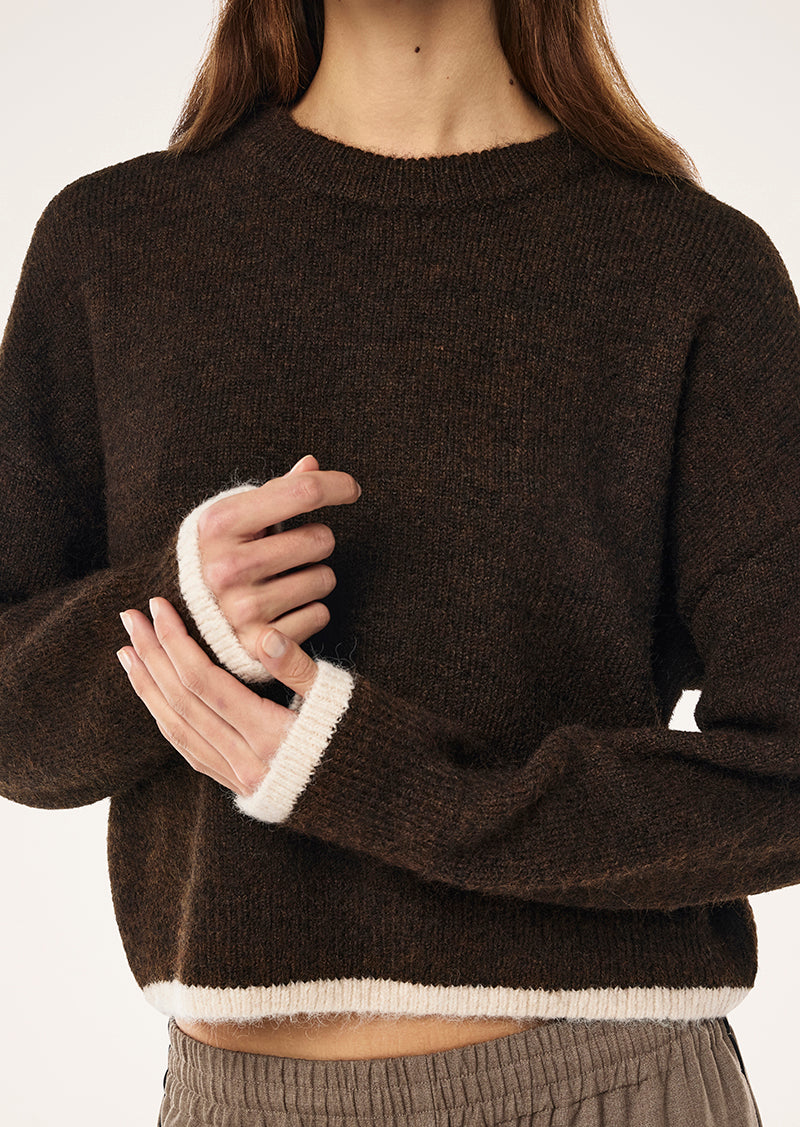 MARQUEE KNIT IN ESPRESSO BY P.E NATION, WOMENS KNITWEAR SWEAT BROWN