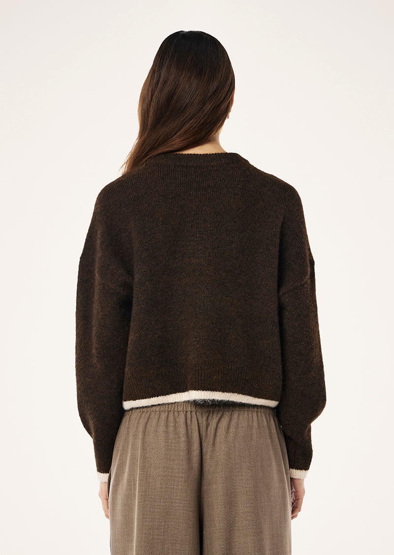 MARQUEE KNIT IN ESPRESSO BY P.E NATION, WOMENS KNITWEAR SWEAT BROWN