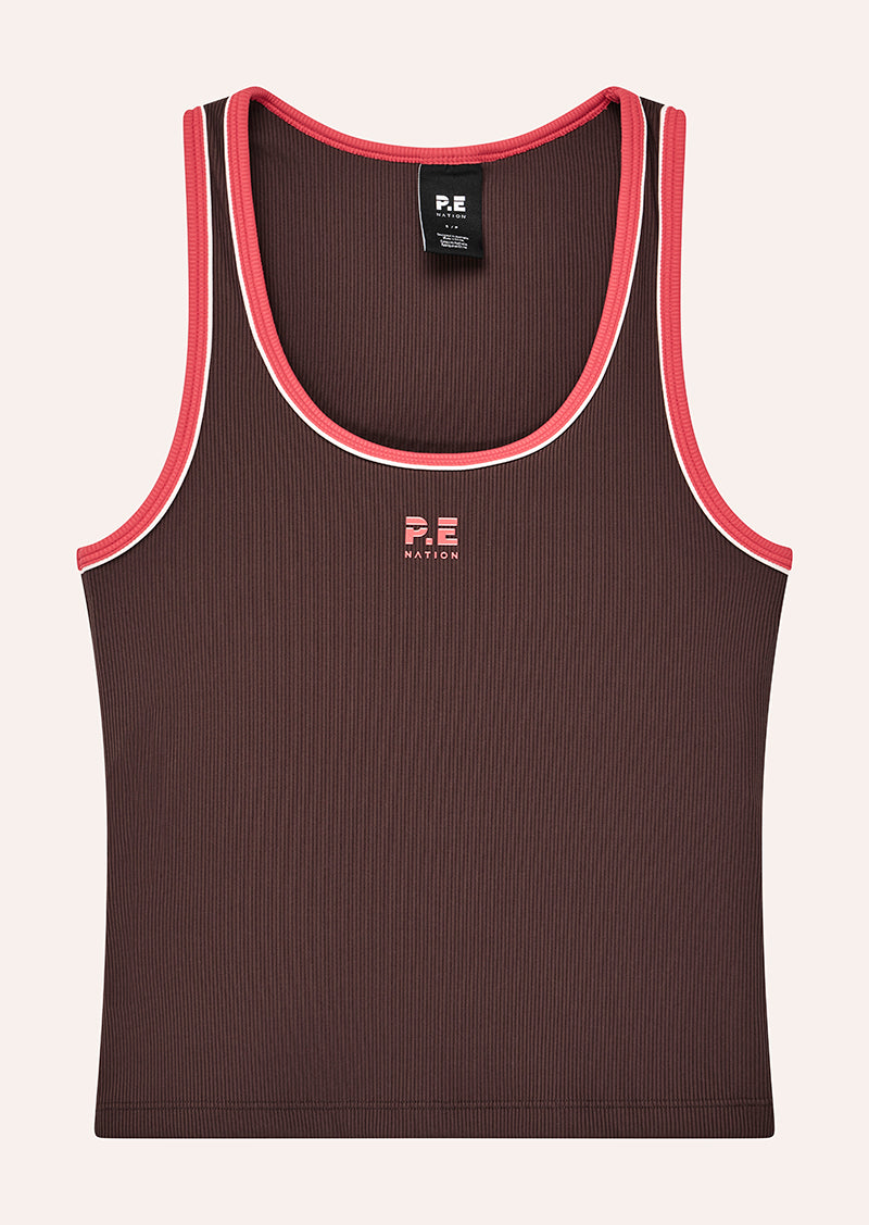 NEXUS RIB TANK IN DARK PLUM BY P.E NATION, WOMEN'S ATHLEISURE TANKS