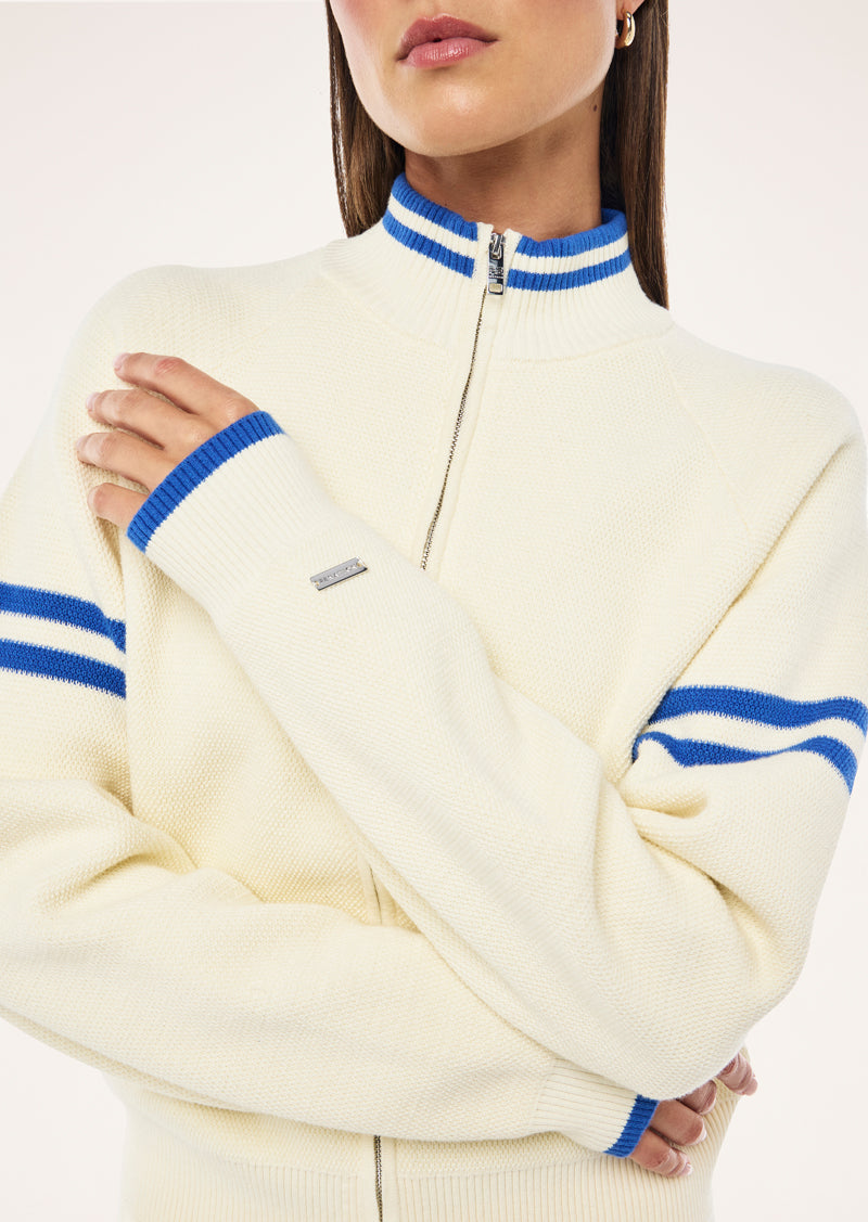 ODYSSEY KNIT CARDIGAN IN WHISPER WHITE BY P.E NATION, WOMEN'S ATHLEISURE KNITWEAR