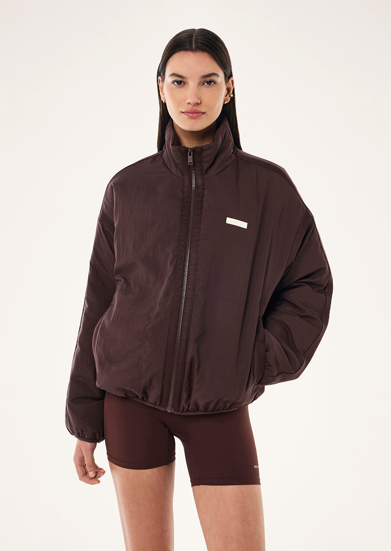 OFF SET JACKET IN MAHOGANY