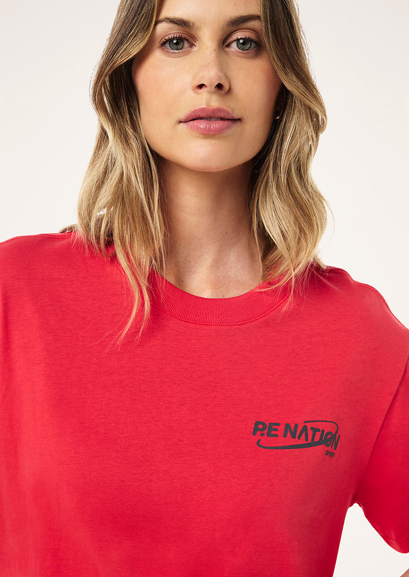ORBIT RELAXED TEE IN STRAWBERRY