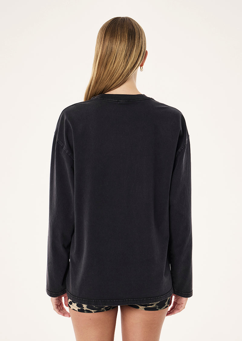 Oversized Long Sleeve Tee in Washed Black by P.E Nation, Women's Athleisure Oversized Tee