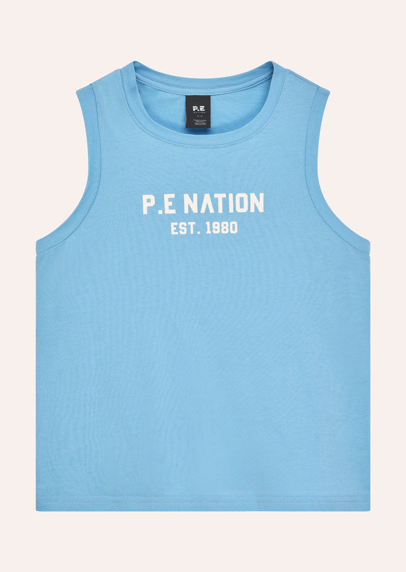 PHANTOM TANK IN ALASKAN BLUE BY P.E NATION, WOMEN'S ATHLEISURE GYM TANKS