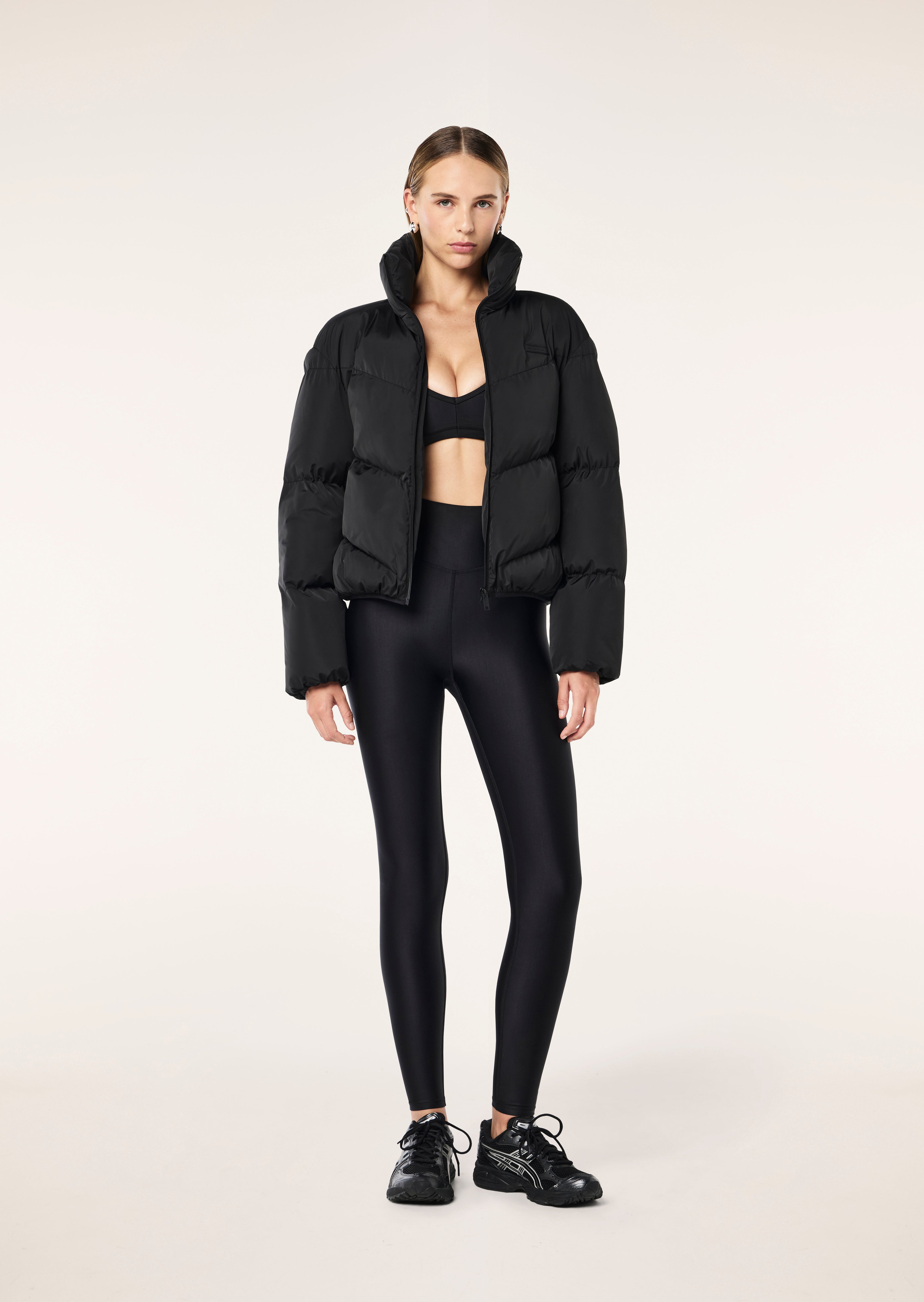 PIVOT PUFFER IN BLACK BY P.E NATION, WOMEN'S ATHLEISURE PUFFER JACKET