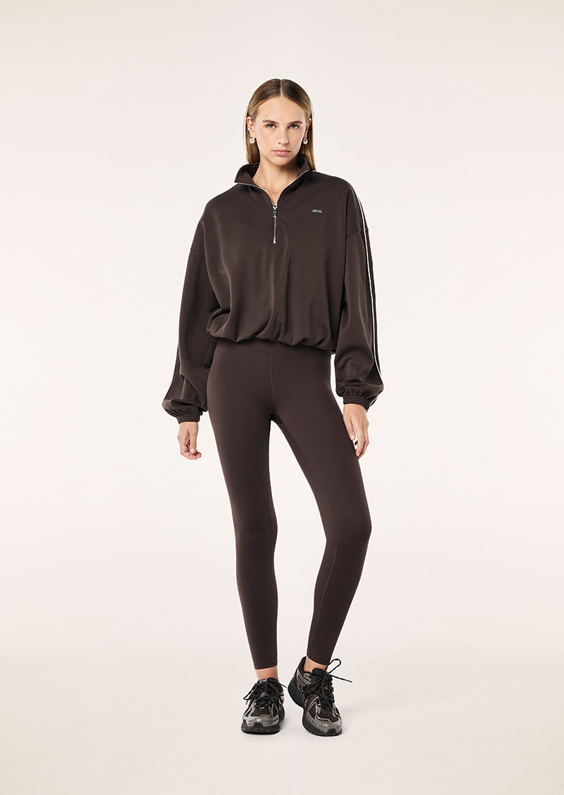 PRECISION ZIP THRU IN COFFEE BY P.E NATION, WOMEN'S ATHLEISURE ZIP JACKETS