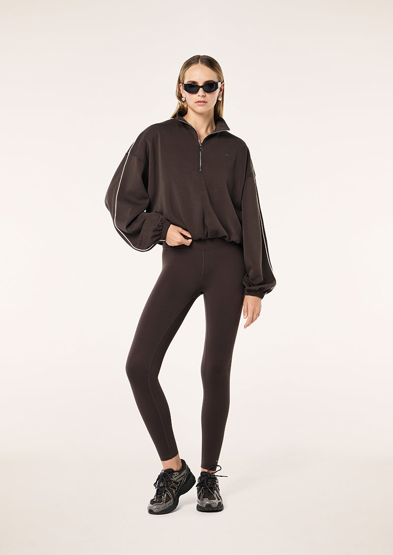 PRECISION ZIP THRU IN COFFEE BY P.E NATION, WOMEN'S ATHLEISURE ZIP JACKETS
