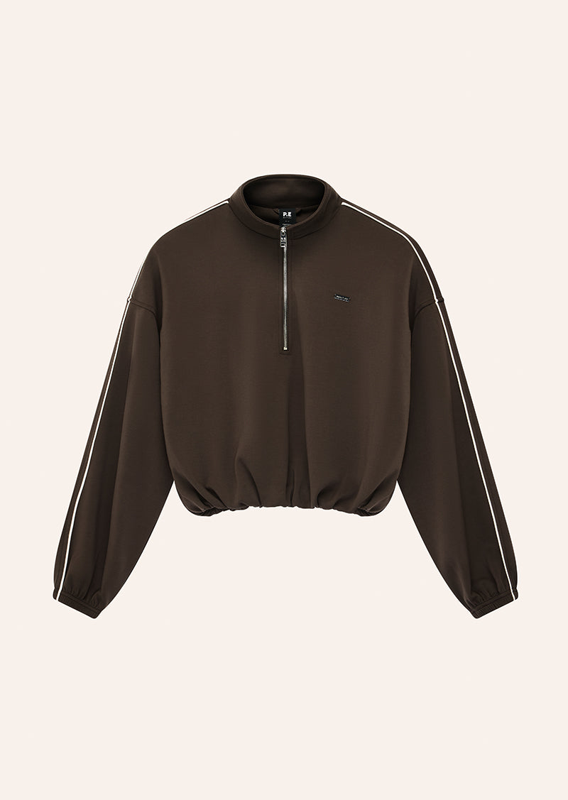 PRECISION ZIP THRU IN COFFEE BY P.E NATION, WOMEN'S ATHLEISURE ZIP JACKETS