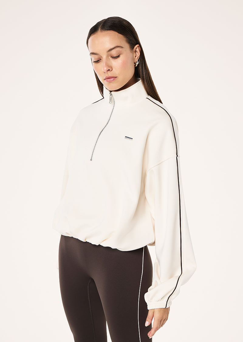 PRECISION ZIP THRU JACKET IN WHISPER WHITE BY P.E NATION, WOMEN'S ATHLEISURE ZIP JACKETS