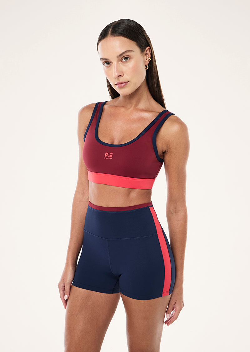 PURSUIT SPORTS BRA IN CABERNET BY P.E NATION