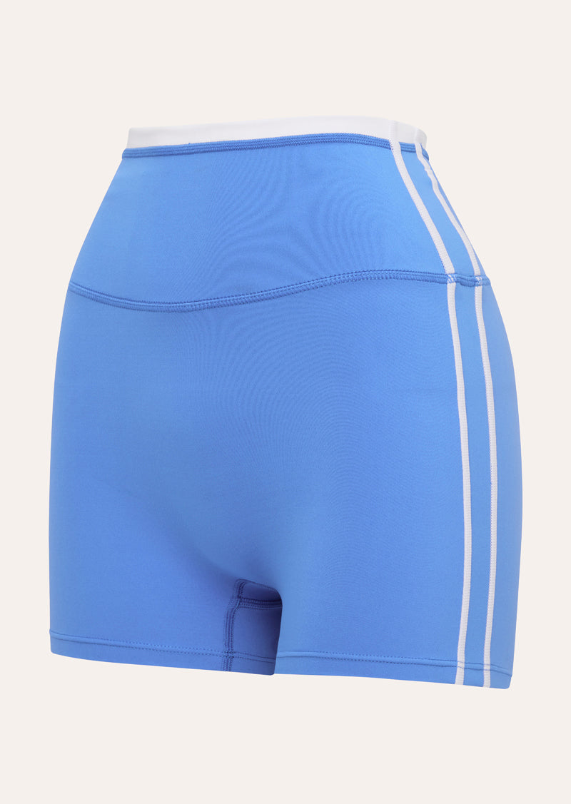 RADAR 3 INCH BIKE SHORT IN PALACE BLUE BY P.E NATION WOMENS ATHLEISURE LONG BIKE SHORT