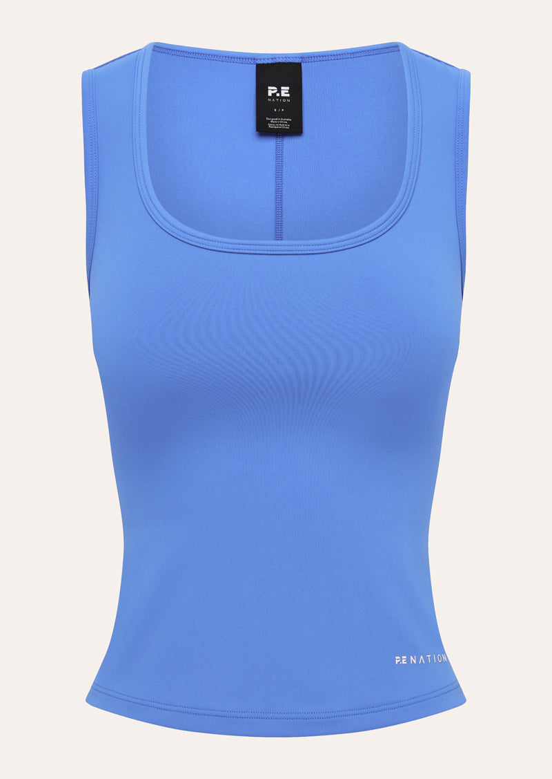 REFINE SCOOP TANK IN PALACE BLUE BY P.E NATION WOMENS ATHLEISURE TANK TOP