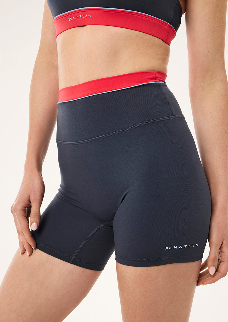 REFLECT 5" BIKE SHORT IN MARINE BLUE & STRAWBERRY