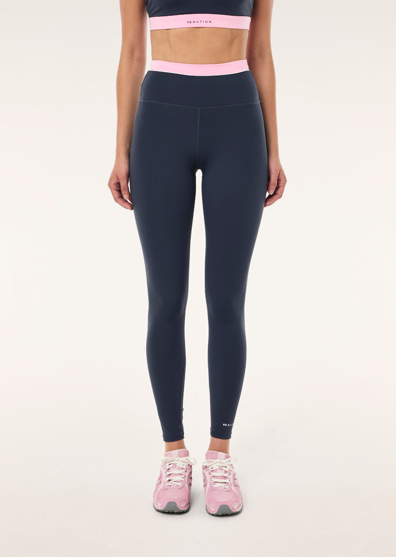 LUMIFY FULL LENGTH LEGGING IN MARINE BLUE AND PRISM PINK BY P.E NATION, WOMEN'S ATHLEISURE LEGGINGS