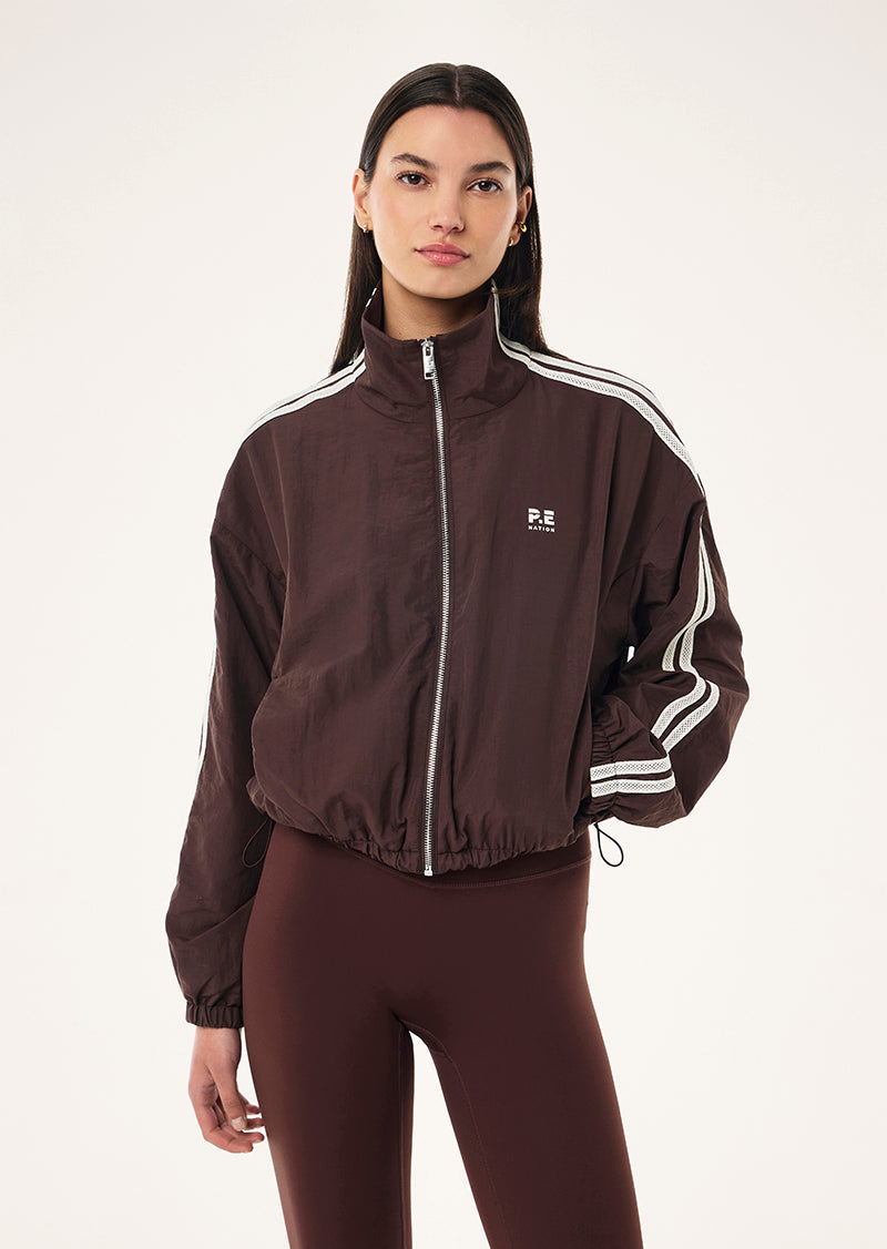 RELAY SPRAY JACKET IN MAHOGANY