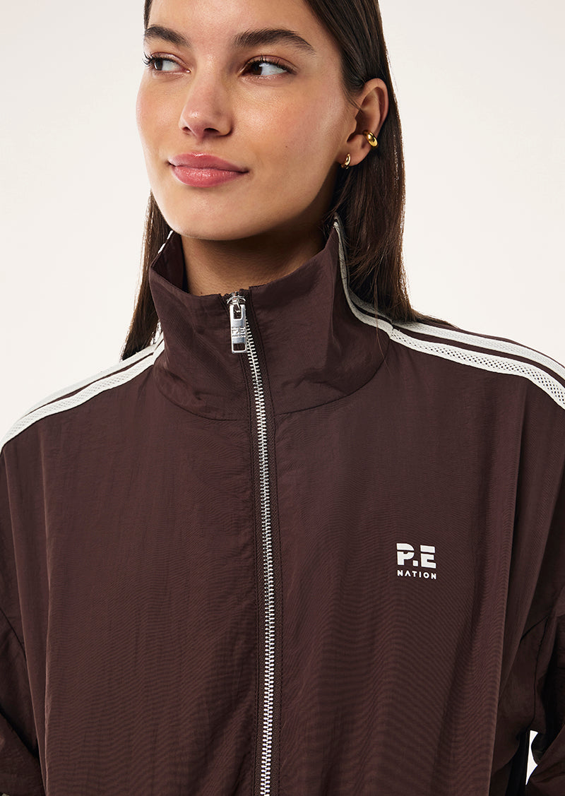 RELAY SPRAY JACKET IN MAHOGANY