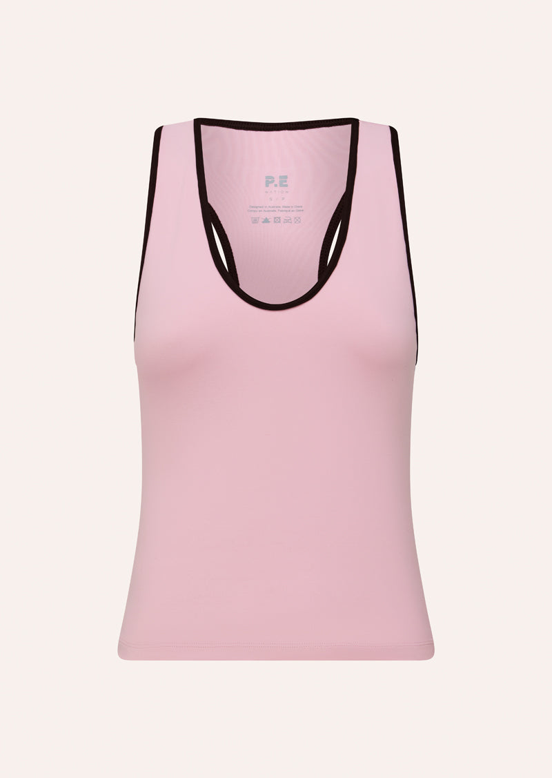 RENEWAL TANK IN CHALK PINK BY P.E NATION, WOMENS ATHLEISURE ACTIVE TANK TOP PINK