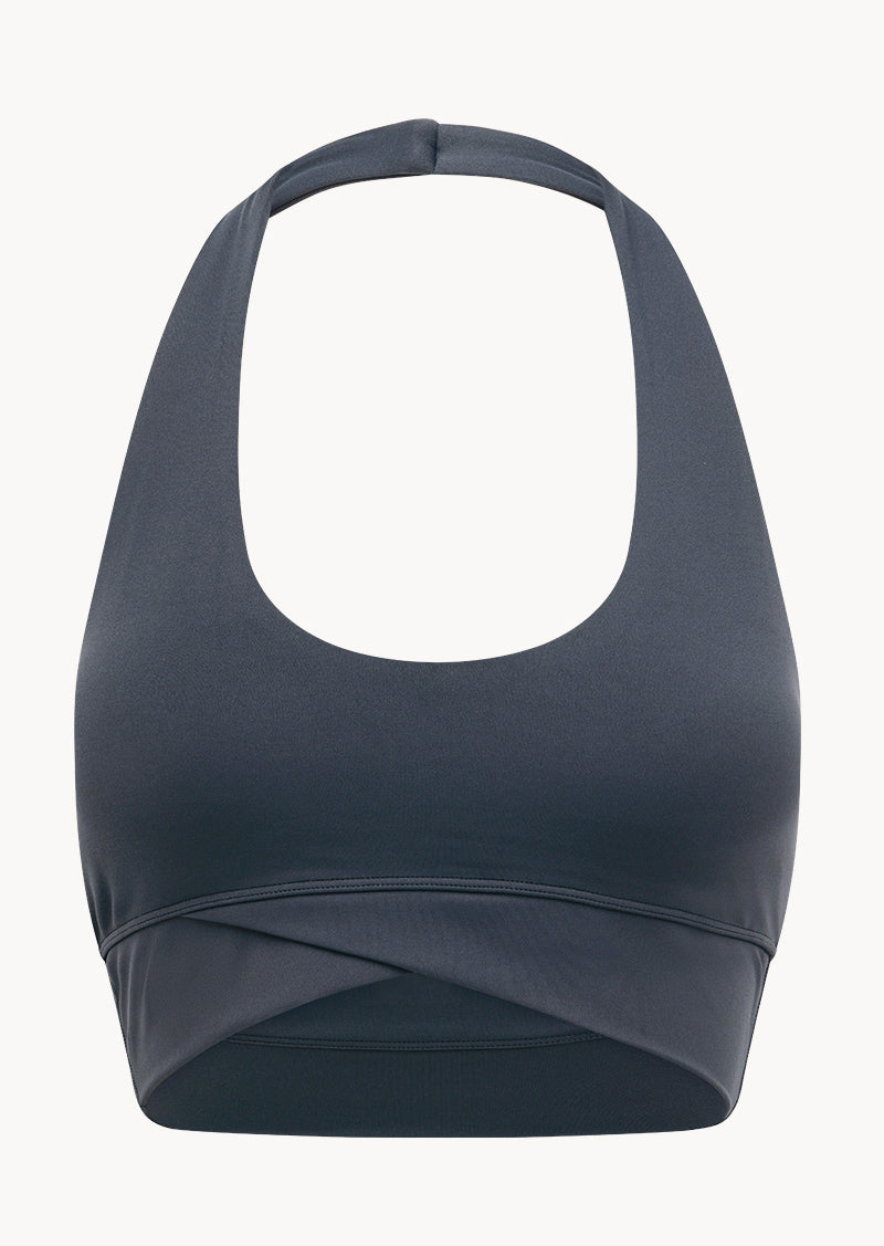 RESET HALTER SPORTS BRA IN MARINE BLUE BY P.E NATION, WOMEN'S ATHLEISURE SPORTS BRA