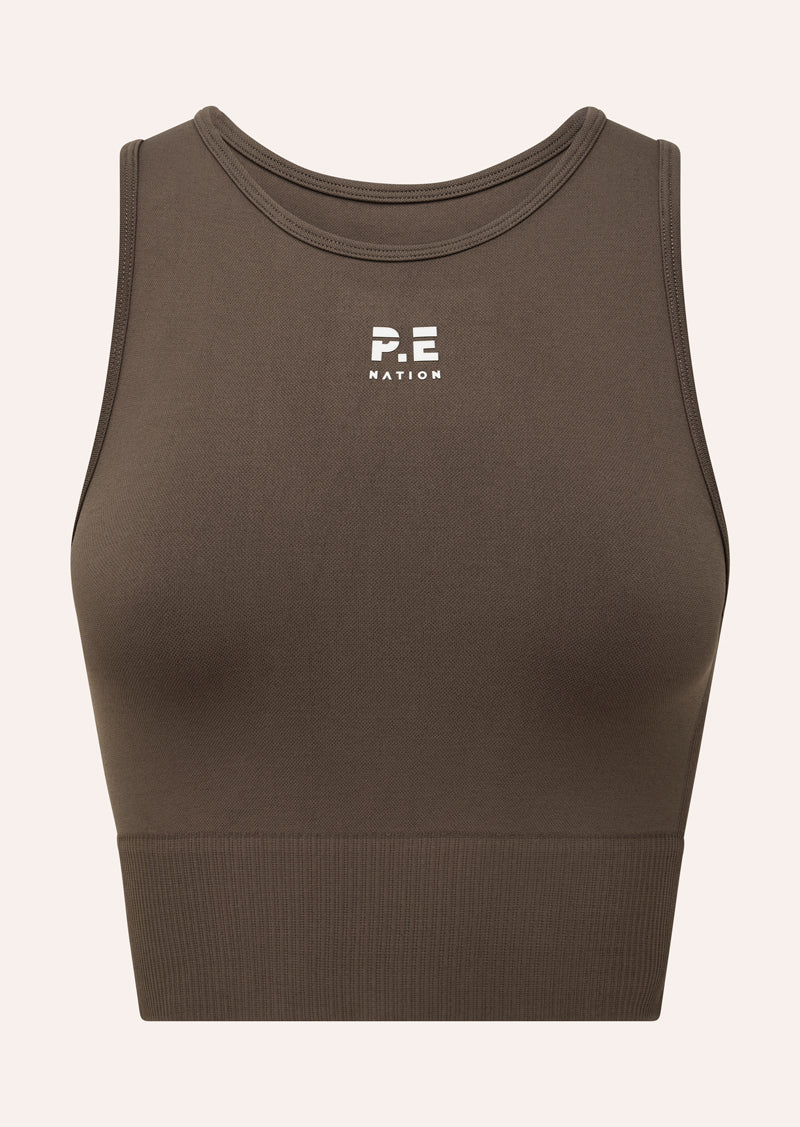 RESTORE SEAMLESS TANK IN WALNUT BY P.E NATION, WOMENS ACTIVE TANK SEAMLESS BROWN