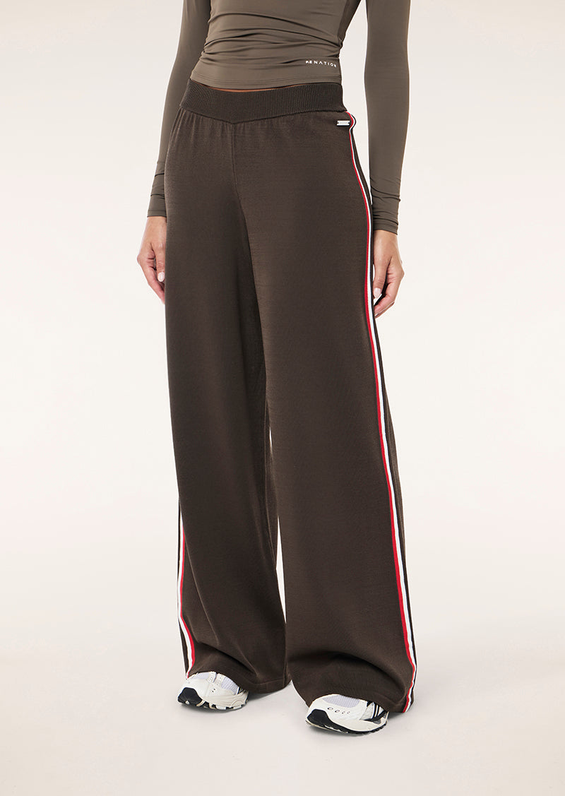 RETREAT KNIT PANT IN MAJOR BROWN BY P.E NATION, WOMEN'S ATHLEISURE KNIT PANTS