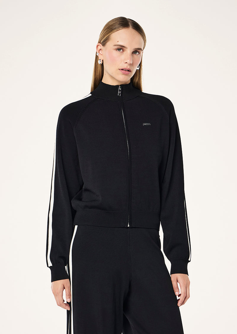 Retreat Knit Jacket in Black & Whisper White by P.E Nation