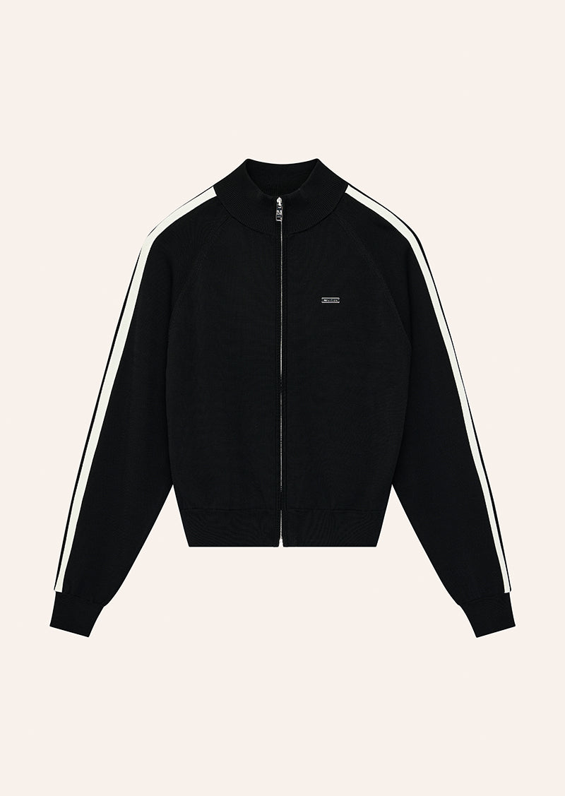 Retreat Knit Jacket in Black & Whisper White by P.E Nation, Women's Athleisure Knit Jackets