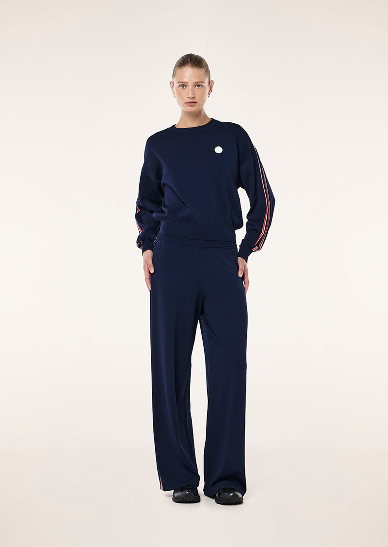 RETREAT KNIT JUMPER IN DARK NAVY & STRAWBERRY BY P.E NATION, WOMEN'S ATHLEISURE KNIT JUMPERS
