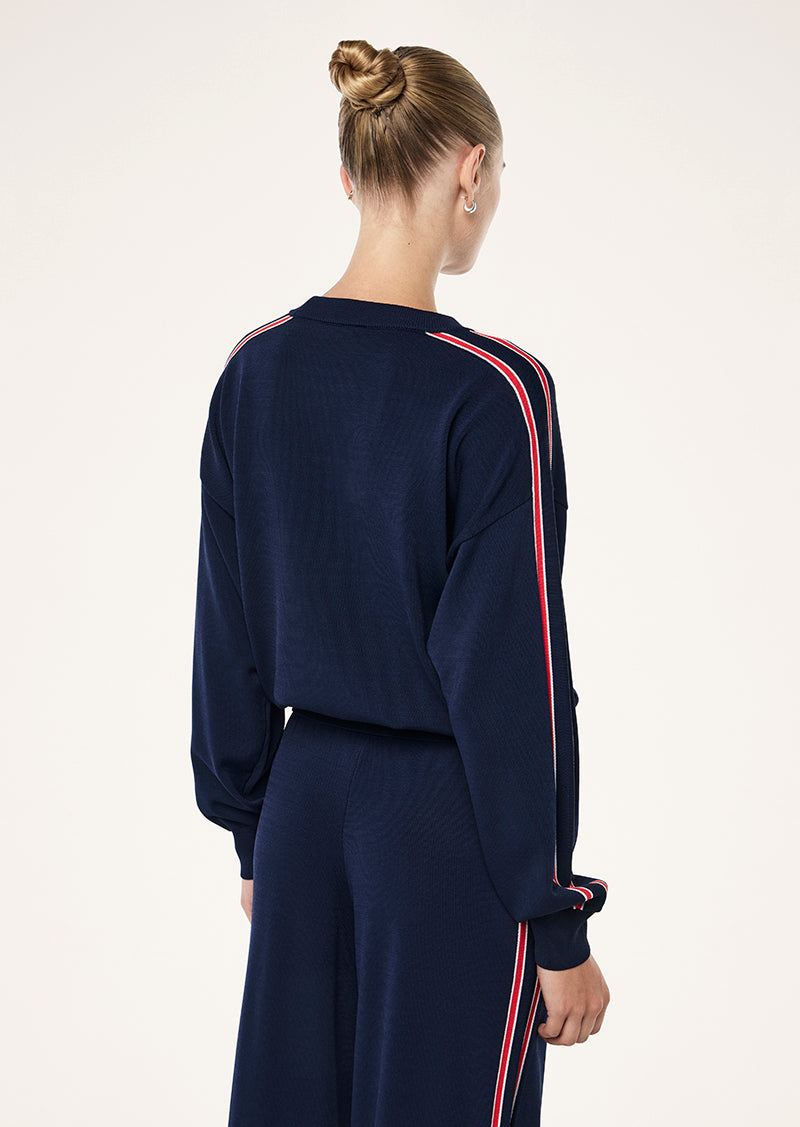RETREAT KNIT JUMPER IN DARK NAVY & STRAWBERRY BY P.E NATION, WOMEN'S ATHLEISURE KNIT JUMPERS