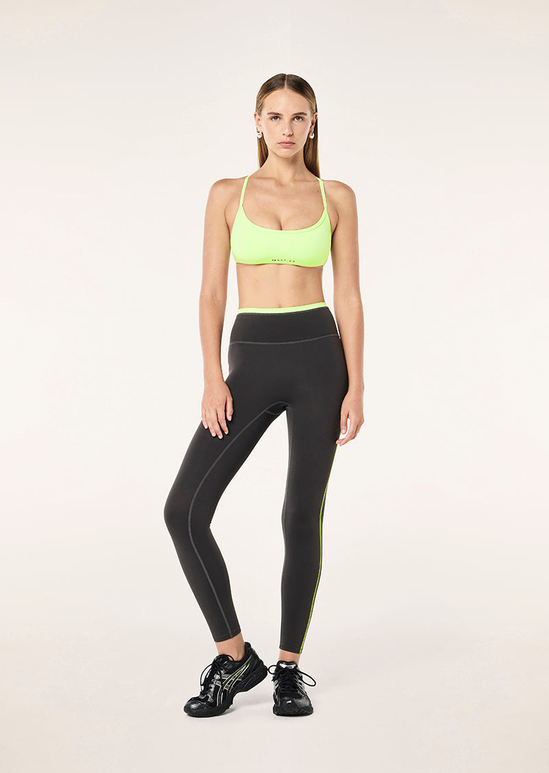REVEAL SPORTS BRA IN WASHED LIME BY P.E NATION, WOMEN'S ATHLEISURE SPORTS BRA