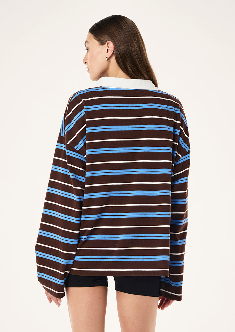 RUGBY LONG SLEEVE TEE IN ESPRESSO STRIPE