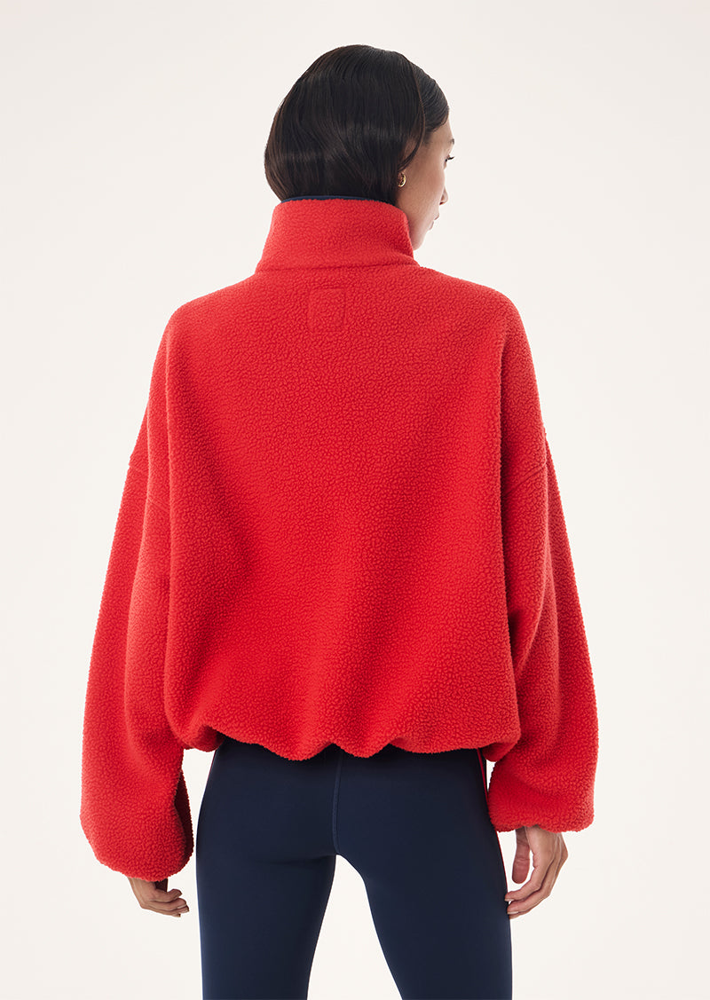 ROTATE SHERPA JACKET IN COLLEGE RED & DARK NAVY